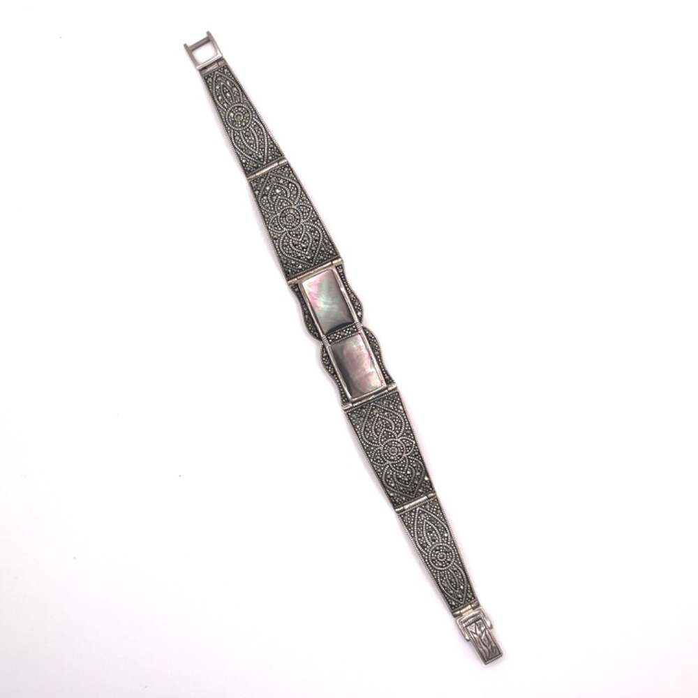 Sterling Marcasite & Abalone Bracelet 925